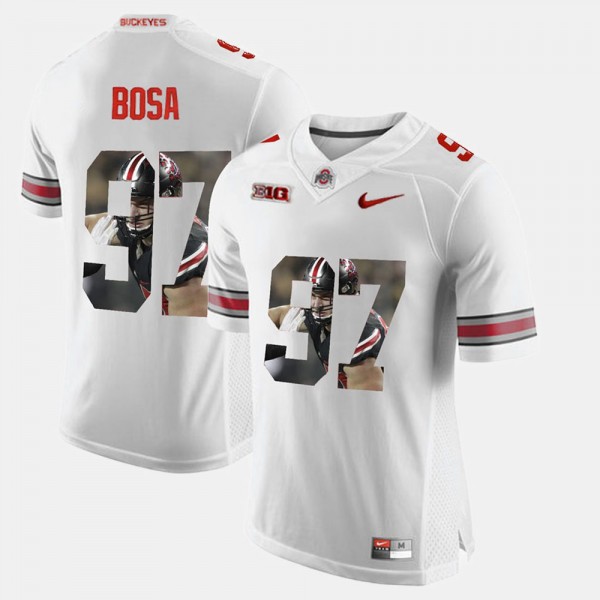 Ohio State Buckeyes Nick Bosa Men's #97 White Pictorial Fashion College Football Jersey 2404DKVK0